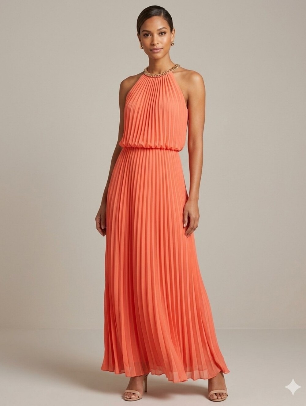 NWT MSK Formal Event Dress Sz 4 Coral Gold